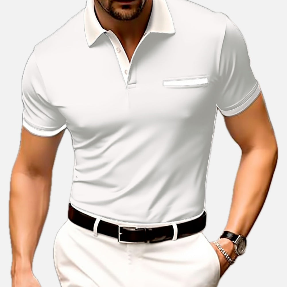 Damon Reid Ribbed-Collar Polo - White - view 1