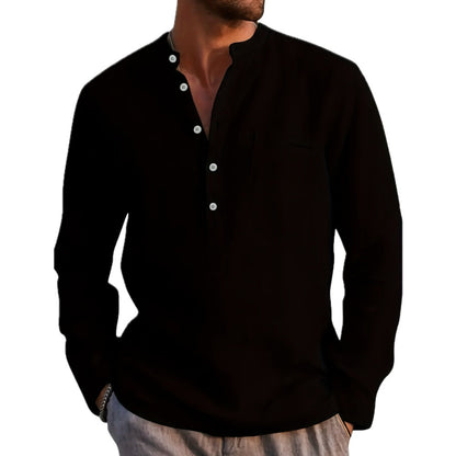 Dashiell Frost Stand-Collar Shirt - Black - view 1