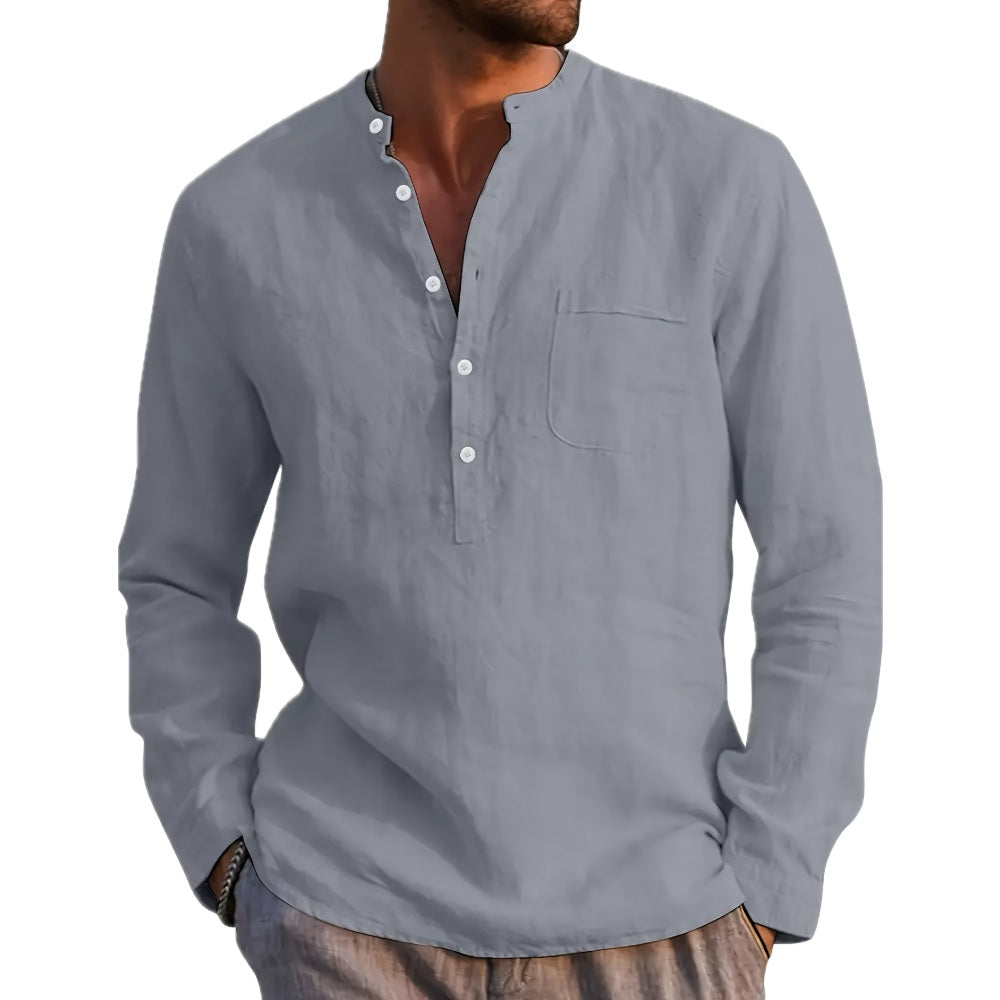 Dashiell Frost Stand-Collar Shirt - Grey - view 1