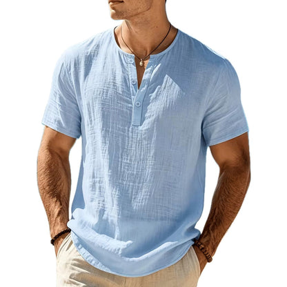 Declan Mateo Henley T-Shirt - Blue - view 1