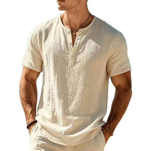 Declan Mateo Henley T-Shirt - Khaki - view 1