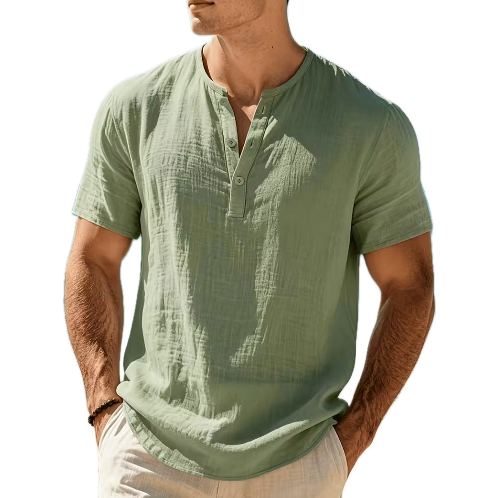 Declan Mateo Henley T-Shirt - Olive - view 1