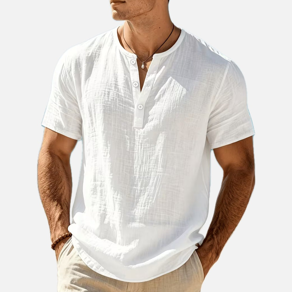 Declan Mateo Henley T-Shirt - White - view 1