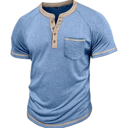 Declan Pierce Pocket Henley - Blue - view 1