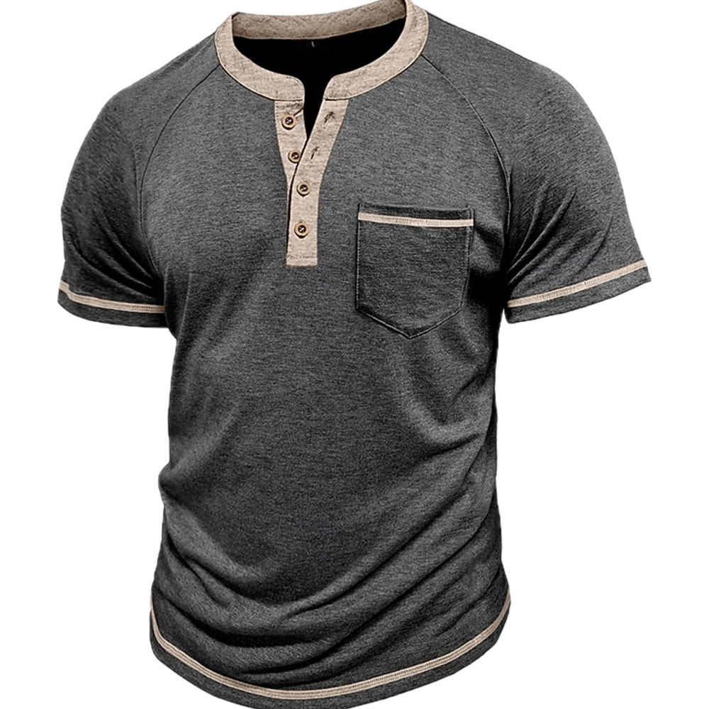 Declan Pierce Pocket Henley - Dark Gray - view 1