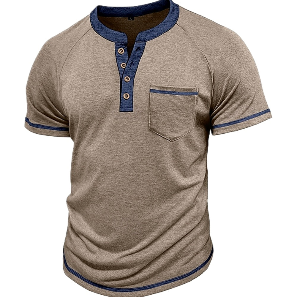 Declan Pierce Pocket Henley - Khaki - view 1