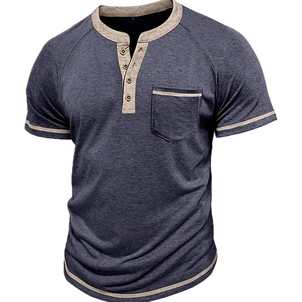 Declan Pierce Pocket Henley - Navy - view 1