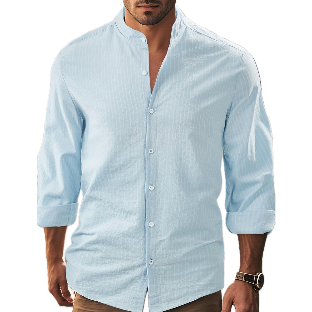 Declan Voss Stand-Collar Shirt - Blue - view 1
