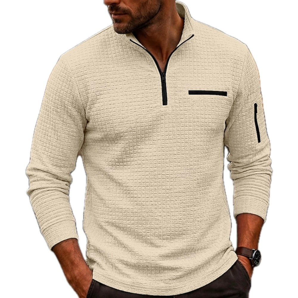Desmond Hart Half-Zip Polo - Beige - view 1