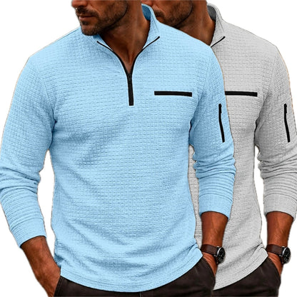 Desmond Hart Half-Zip Polo - Blue - view 2
