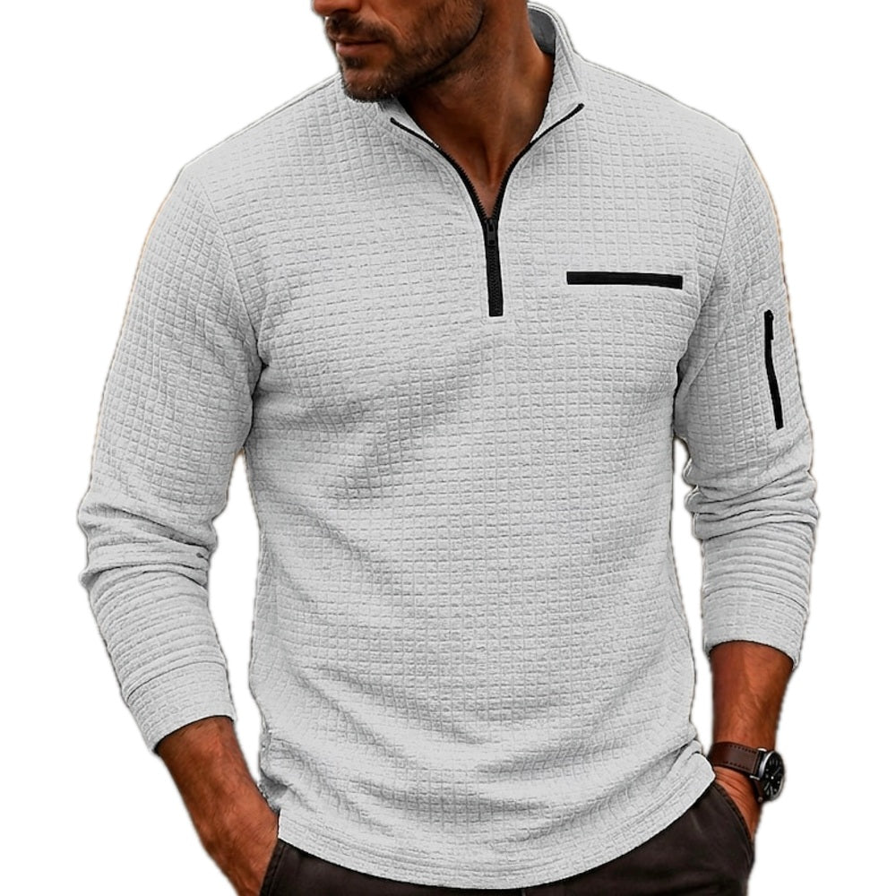 Desmond Hart Half-Zip Polo - Grey - view 1