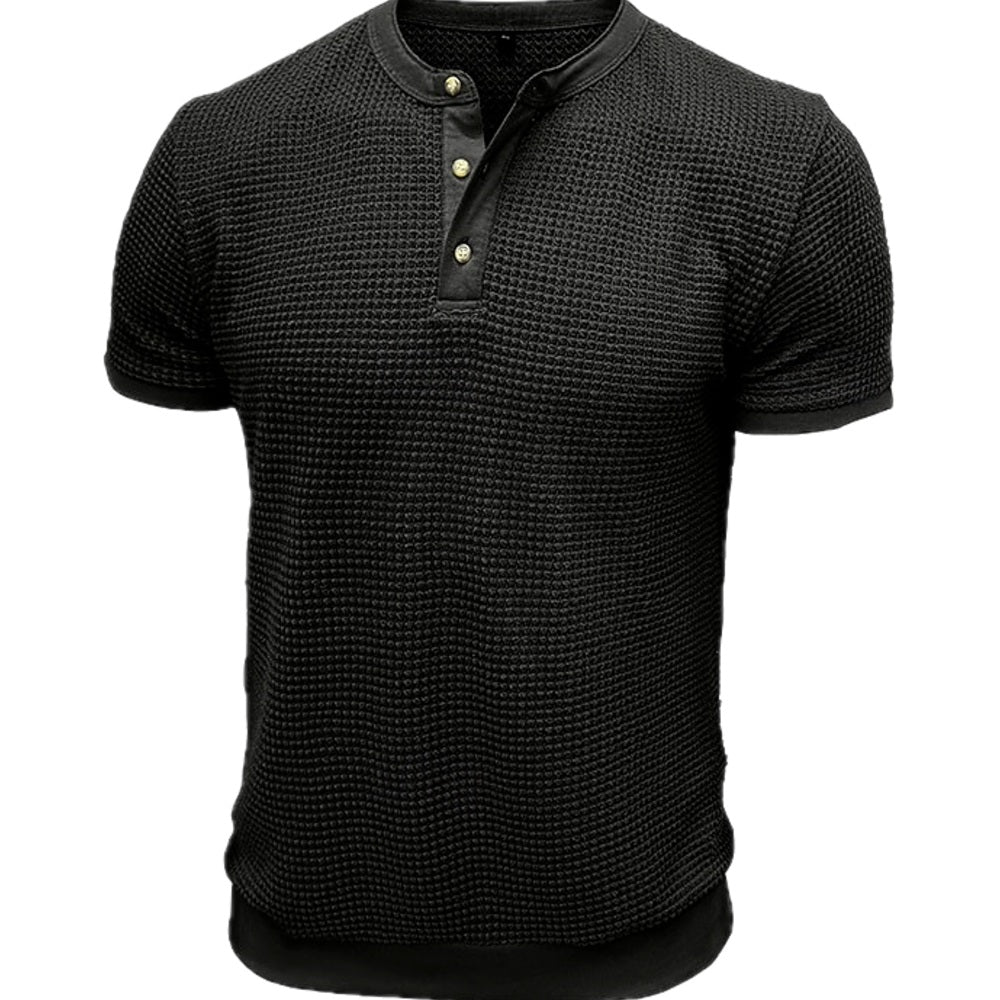 Desmond Hart Waffle Henley - Black - view 1