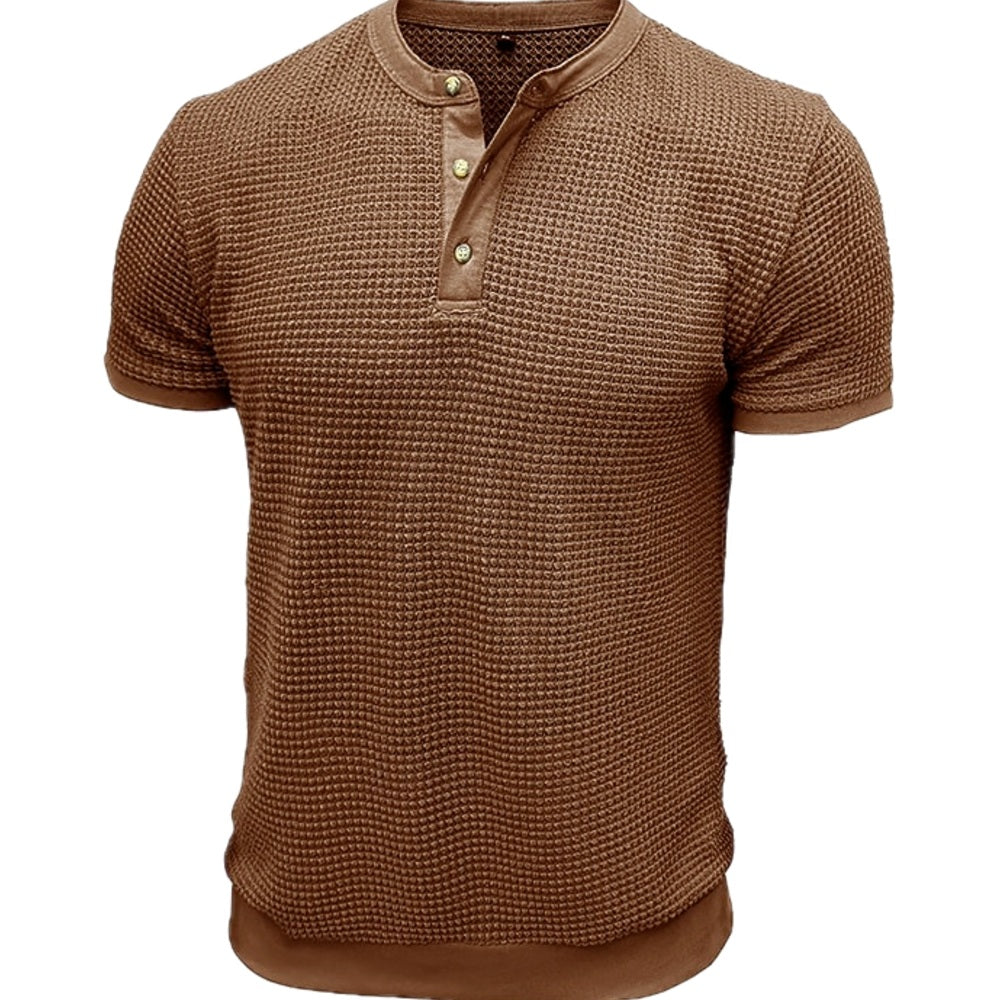 Desmond Hart Waffle Henley - Brown - view 1