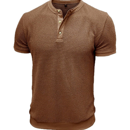Desmond Hart Waffle Henley - Brown - view 1