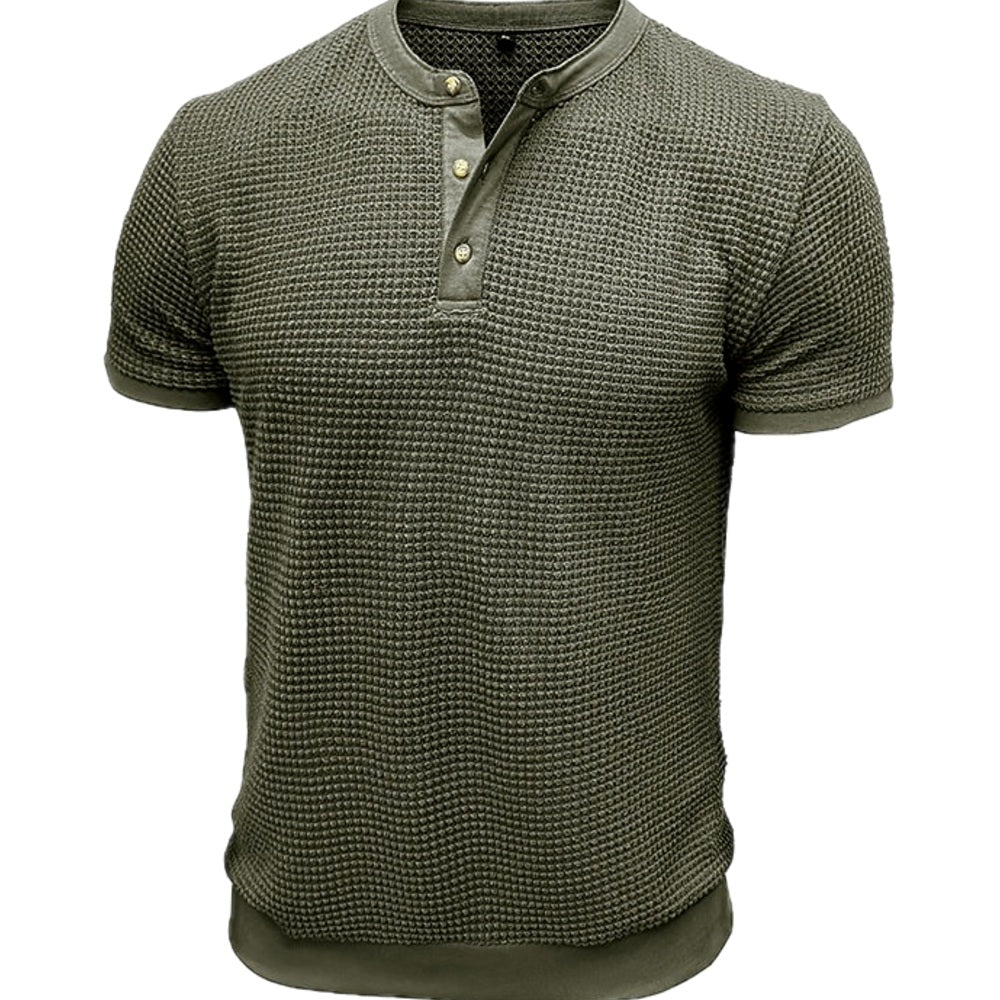 Desmond Hart Waffle Henley - Green - view 1