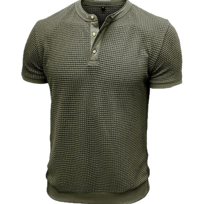 Desmond Hart Waffle Henley - Green - view 1