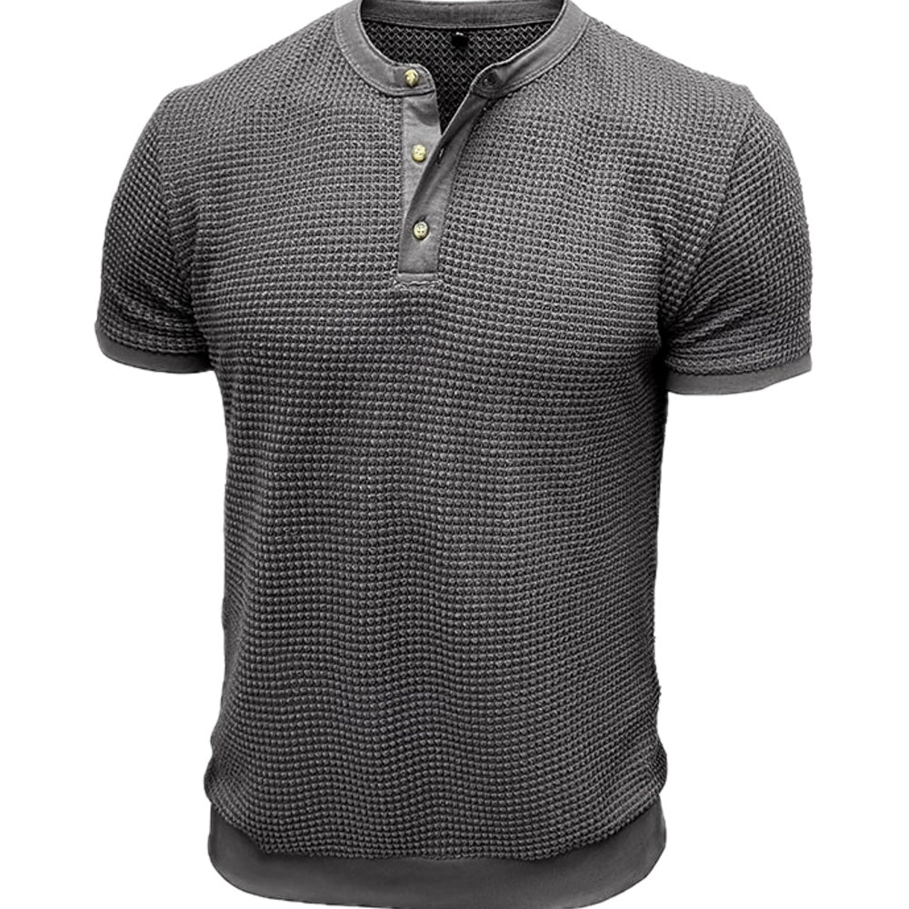 Desmond Hart Waffle Henley - Grey - view 1