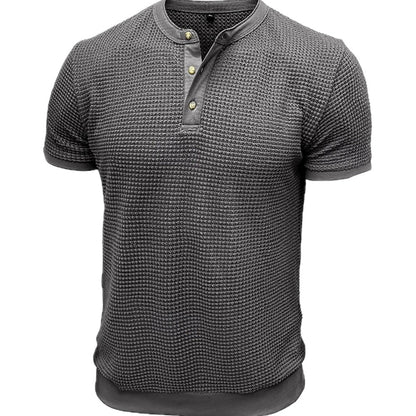 Desmond Hart Waffle Henley - Grey - view 1