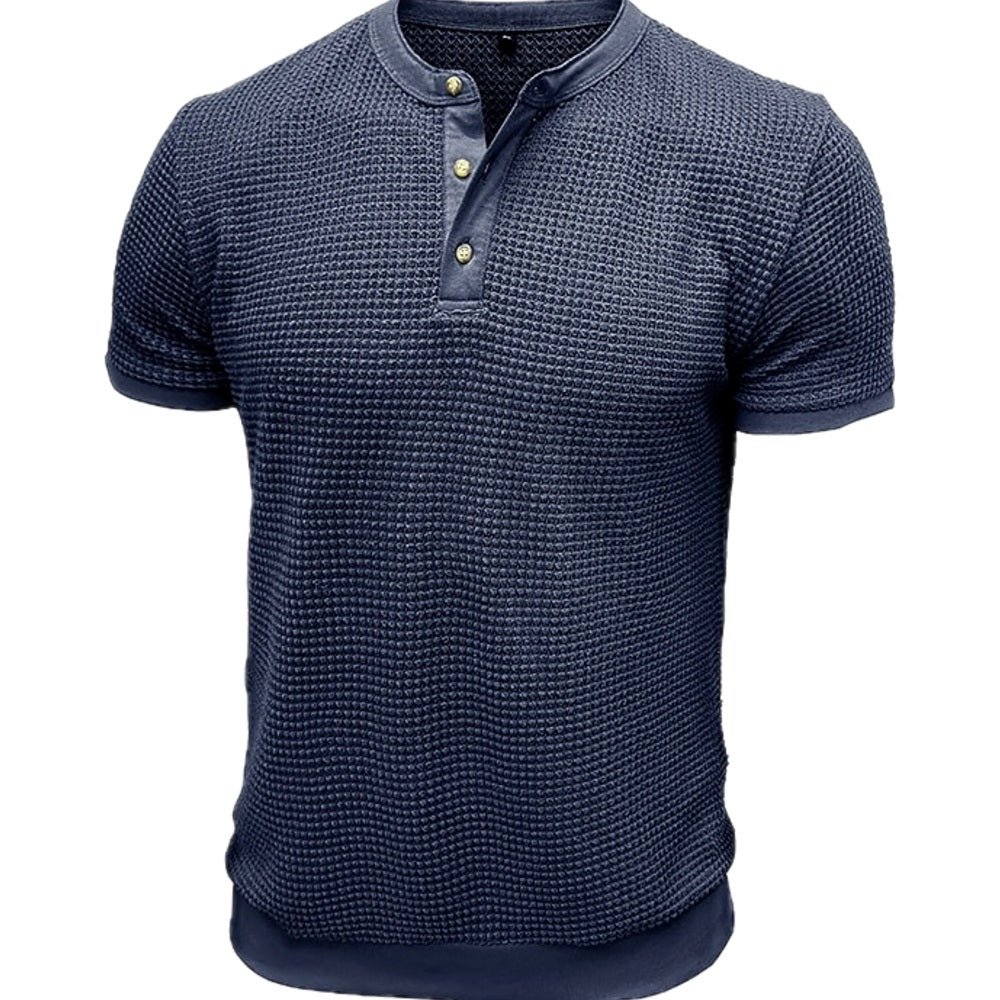Desmond Hart Waffle Henley - Navy - view 1