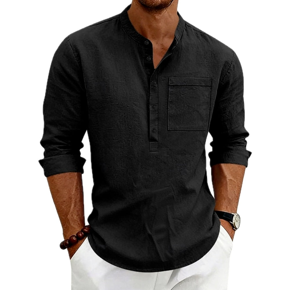 Dorian Cole Pocket Henley - Black - view 1
