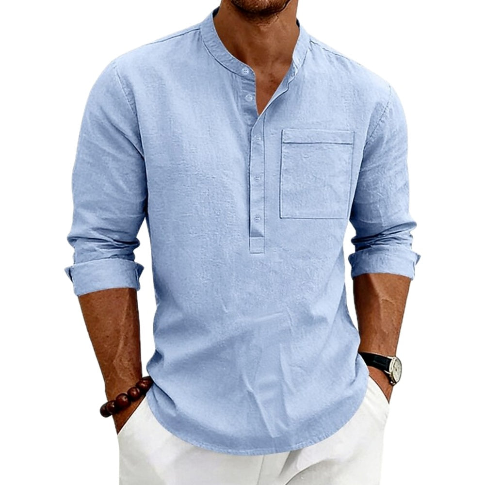 Dorian Cole Pocket Henley - Light Blue - view 1