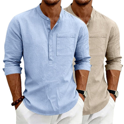 Dorian Cole Pocket Henley - Light Blue - view 2