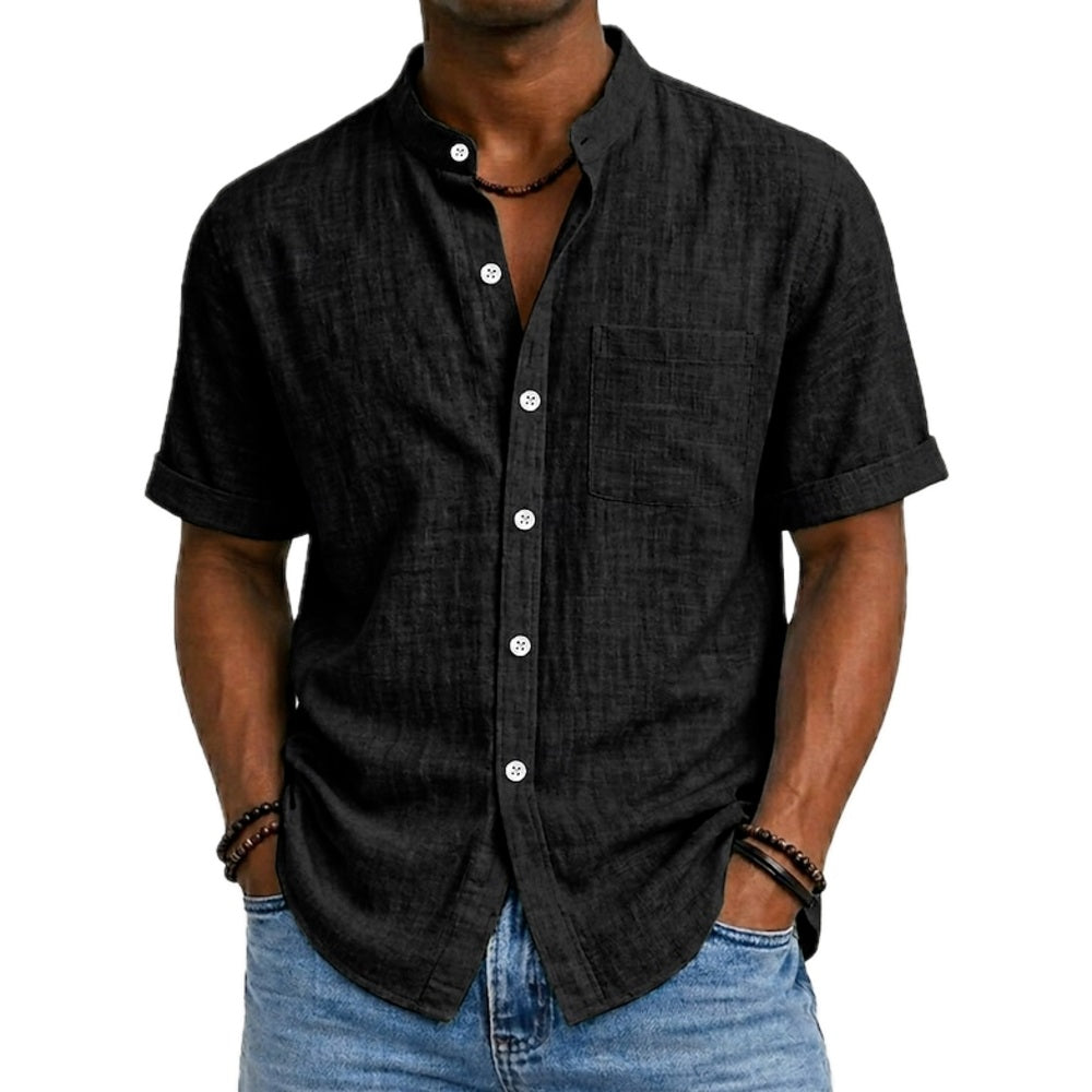 Dorian Hayes Mandarin-Collar Shirt - Black - view 1