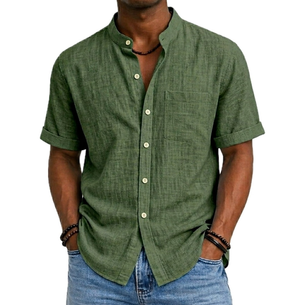 Dorian Hayes Mandarin-Collar Shirt - Green - view 1