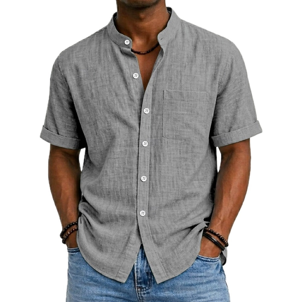 Dorian Hayes Mandarin-Collar Shirt - Grey - view 1