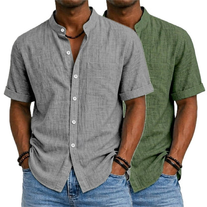 Dorian Hayes Mandarin-Collar Shirt - Grey - view 2