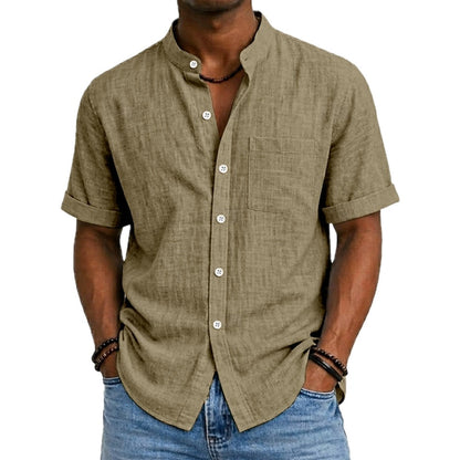 Dorian Hayes Mandarin-Collar Shirt - Khaki - view 1