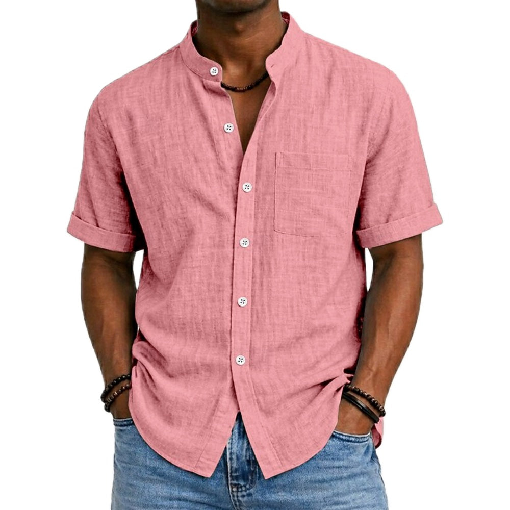 Dorian Hayes Mandarin-Collar Shirt - Pink - view 1