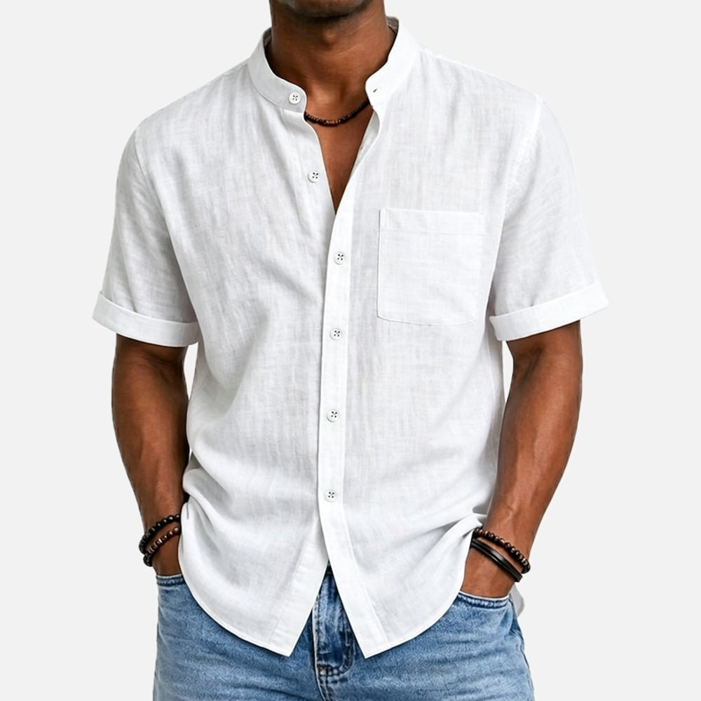 Dorian Hayes Mandarin-Collar Shirt - White - view 1