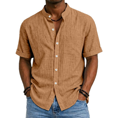 Dorian Hayes Mandarin-Collar Shirt - Yellow - view 1
