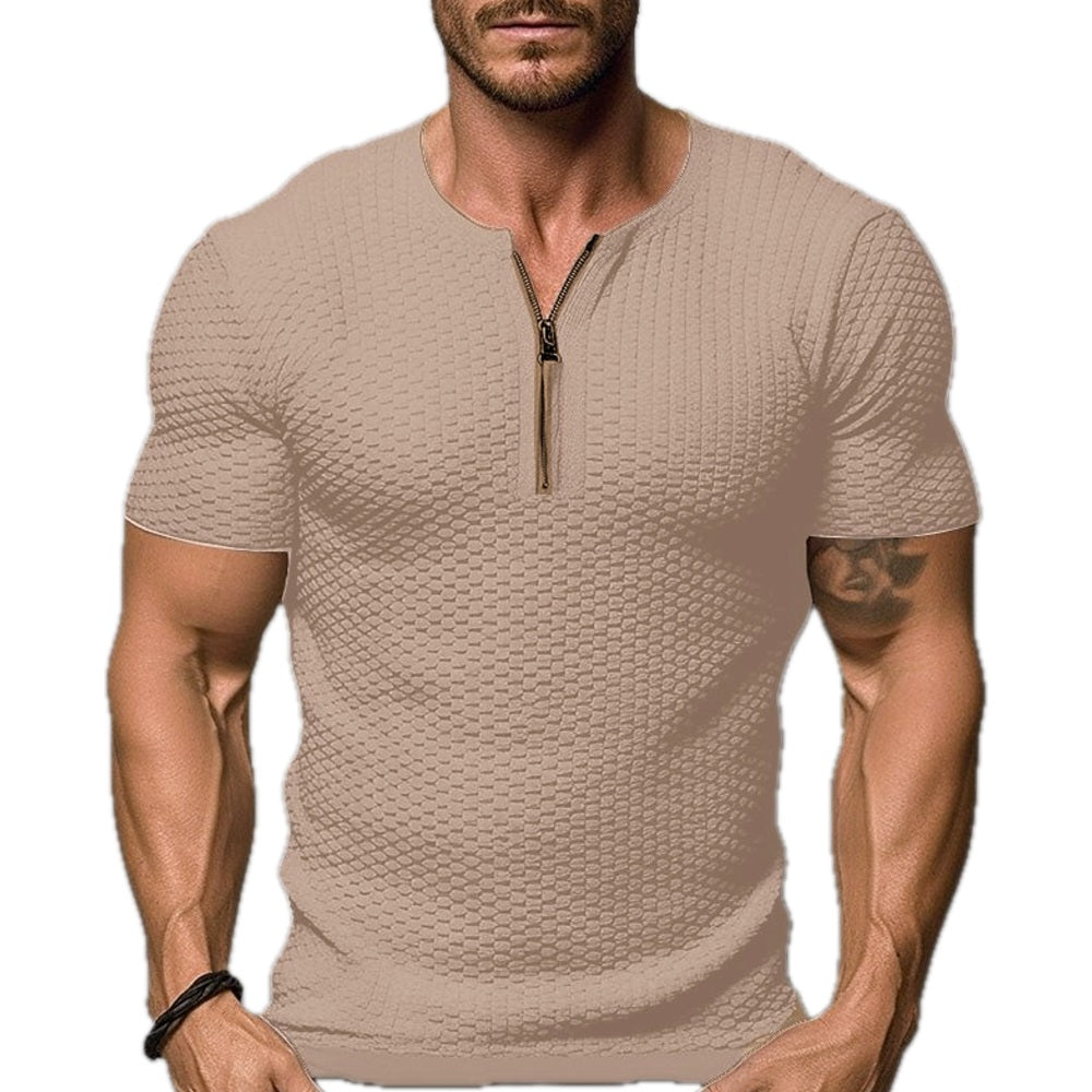 Dorian Voss Quarter-Zip Tee - Khaki - view 1