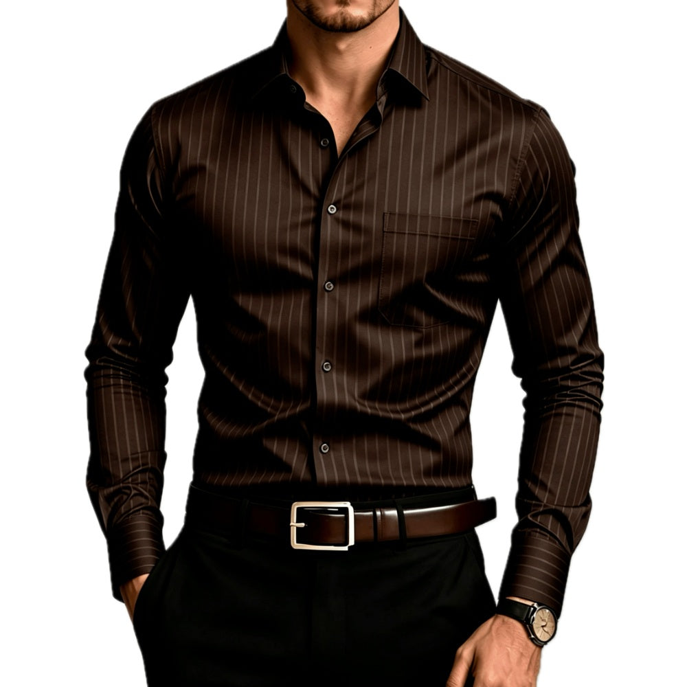 Eamon Clarke Striped Shirt - Brown - view 1