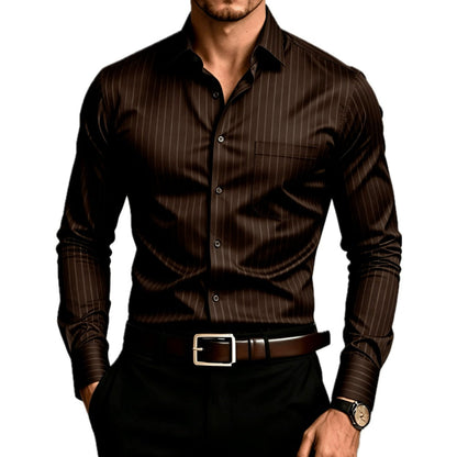 Eamon Clarke Striped Shirt - Brown - view 1