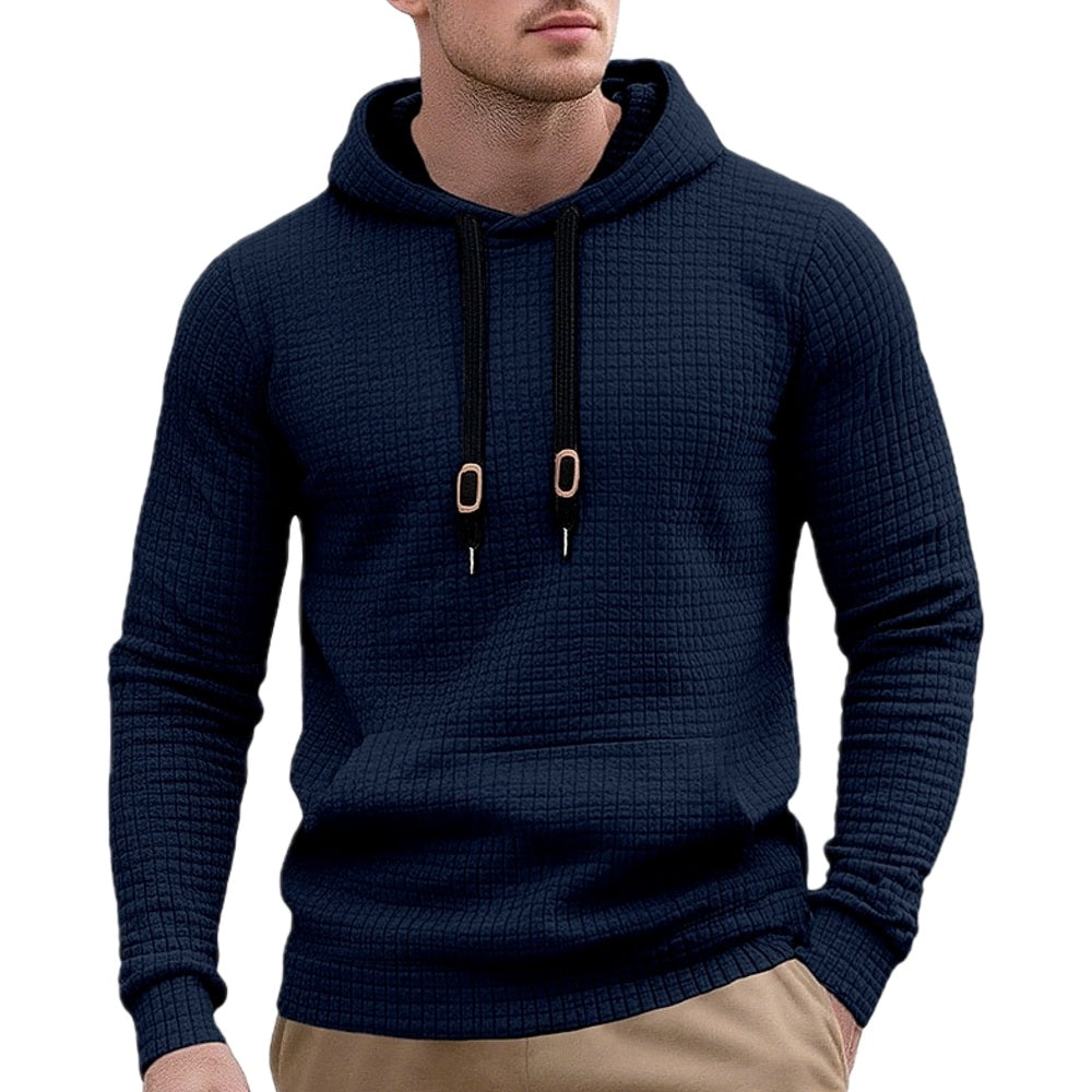 Eamon Vale Textured Hoodie - Navy - view 1