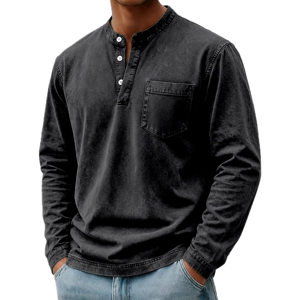Edgar Cillian Henley Shirt - Black - view 1