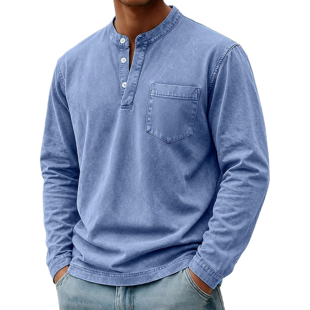 Edgar Cillian Henley Shirt - Blue - view 1