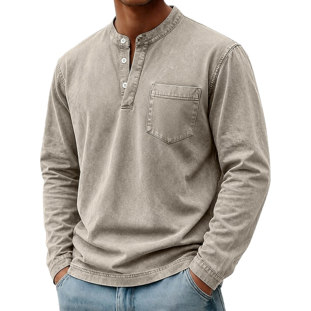 Edgar Cillian Henley Shirt - Grey - view 1