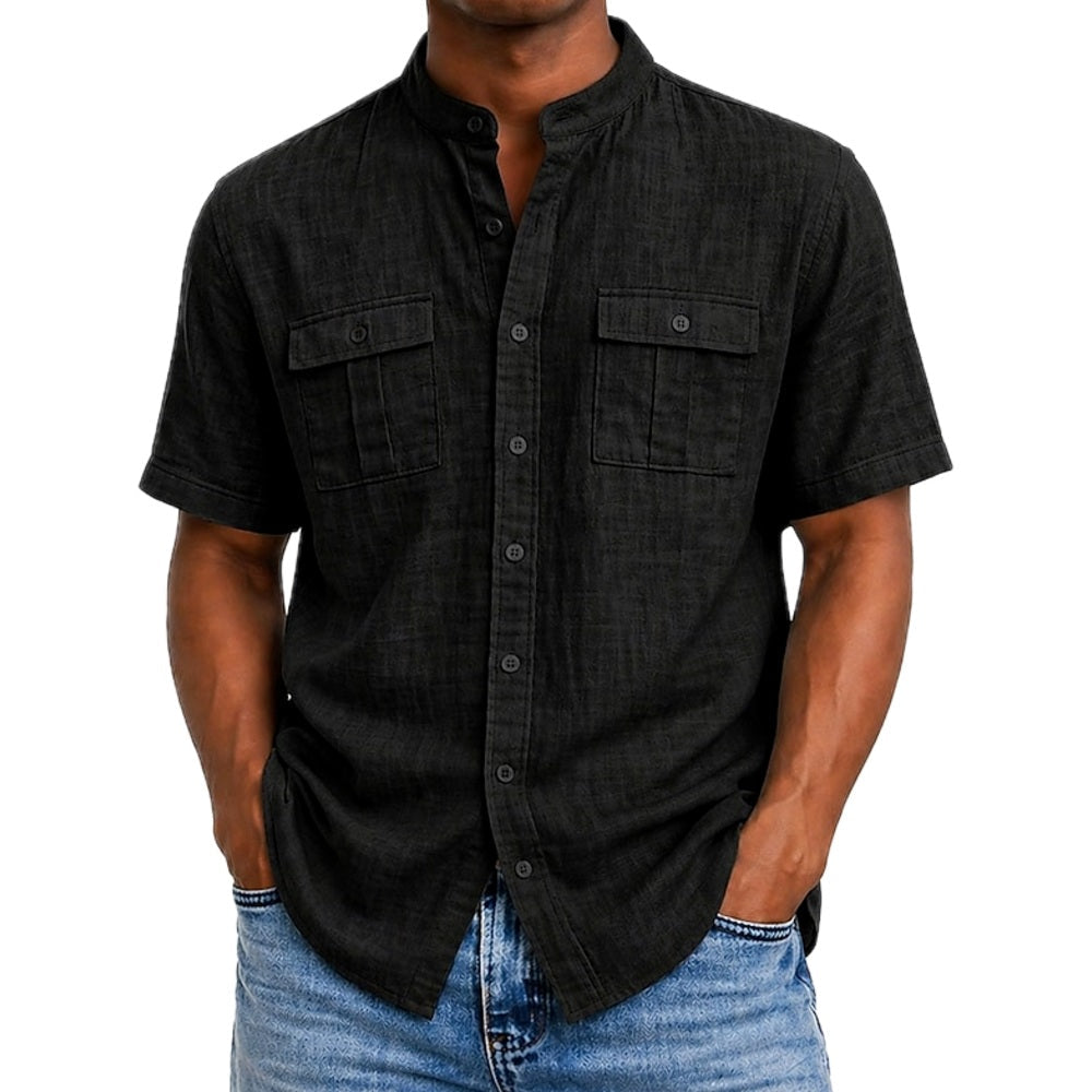 Elias Carter Stand-Collar Shirt - Black - view 1