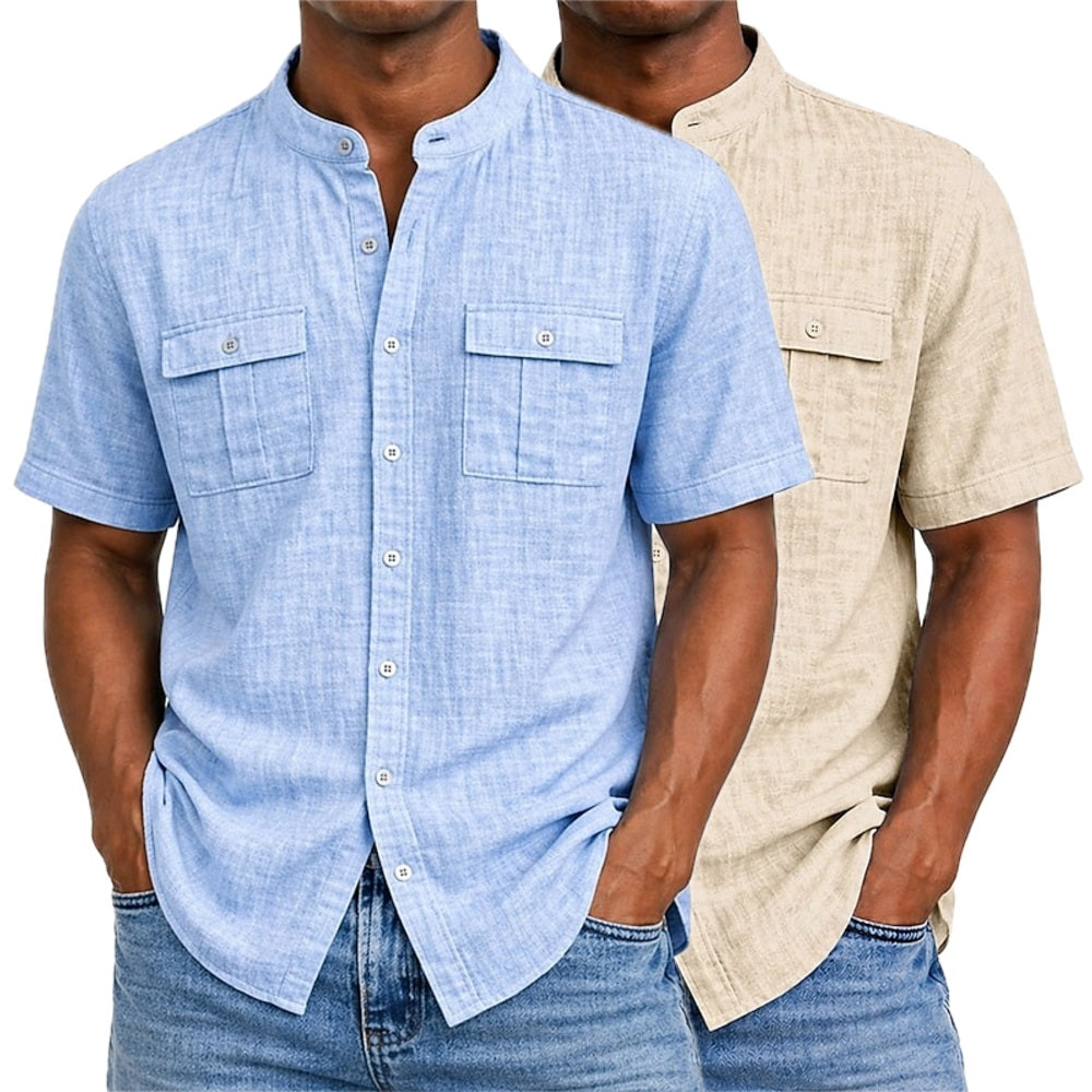 Elias Carter Stand-Collar Shirt - Blue - view 2