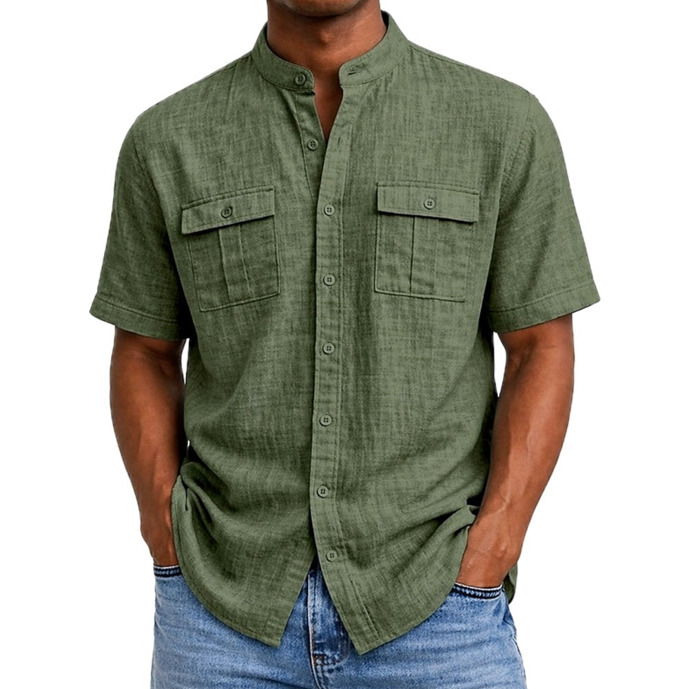 Elias Carter Stand-Collar Shirt - Green - view 1