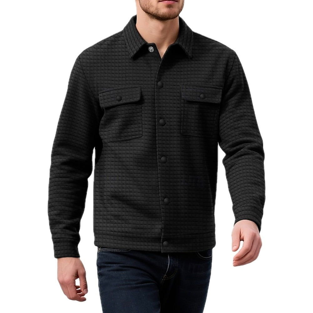 Elias Carter Waffle Jacket - Black - view 1