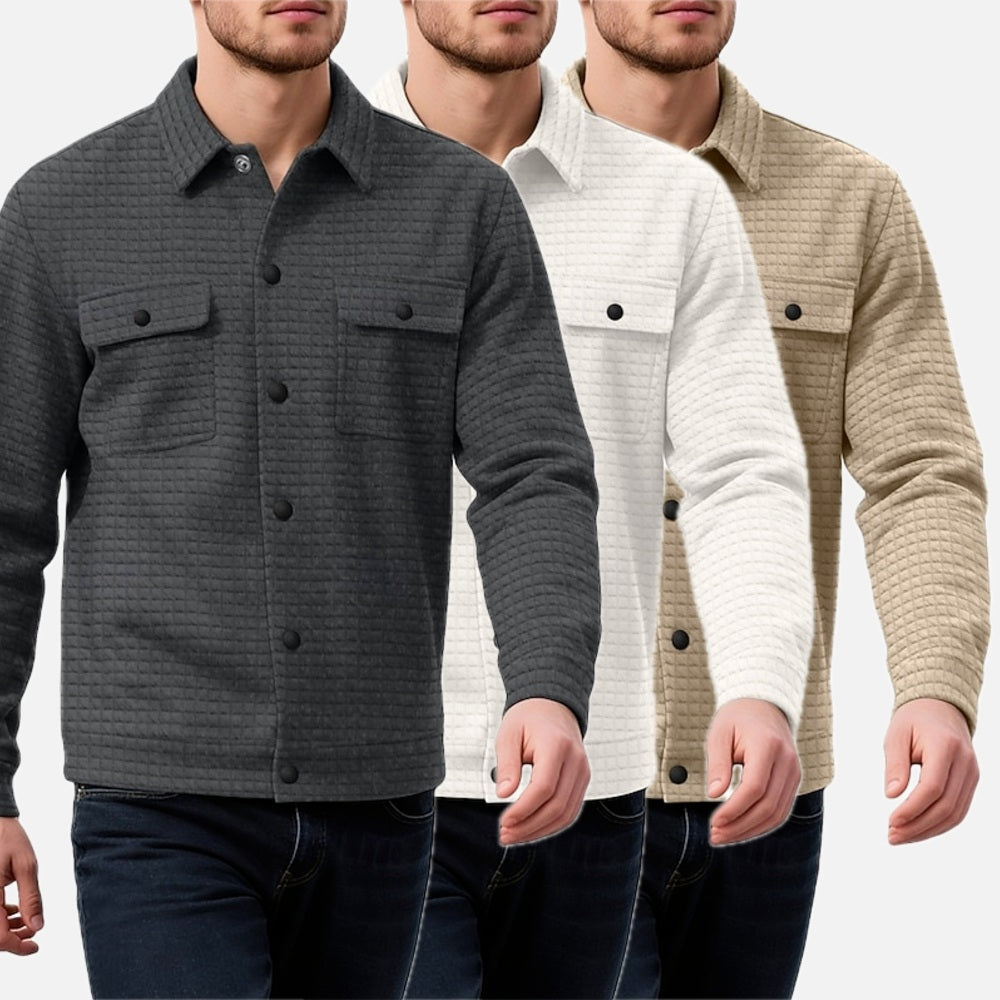 Elias Carter Waffle Jacket - Grey - view 2