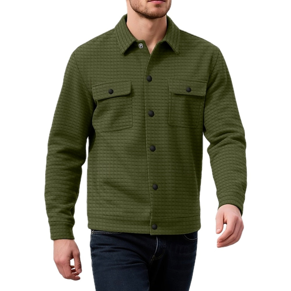 Elias Carter Waffle Jacket - Olive - view 1