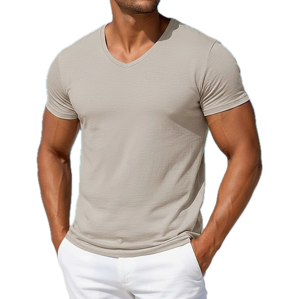 Elias Frost V-Neck Tee - Beige - view 1