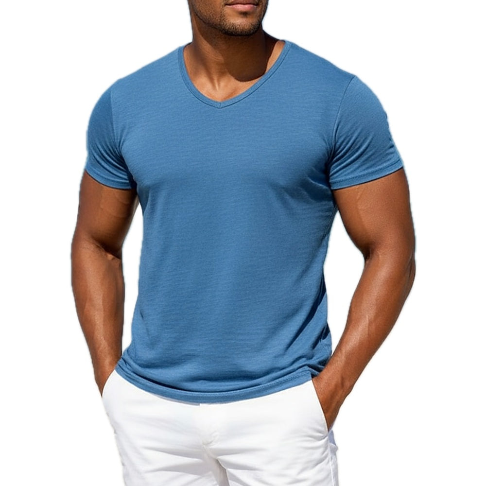 Elias Frost V-Neck Tee - Blue - view 1