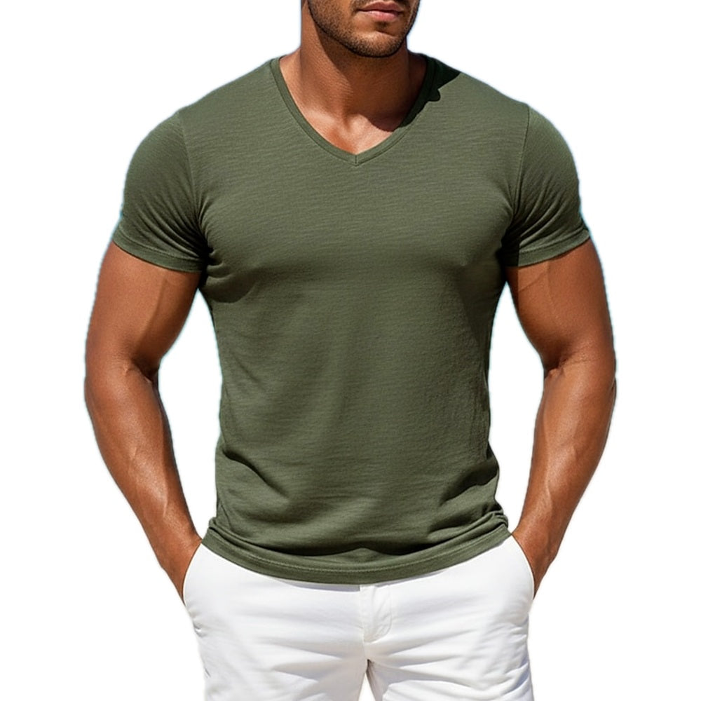 Elias Frost V-Neck Tee - Green - view 1